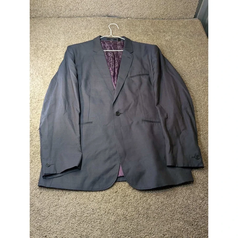 Ted Baker Mens Blazer Jacket Dark Grey Navy Purple Paisley Lining 2 Button